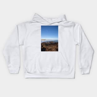 Tynemouth Long Sands under a blue sky Kids Hoodie